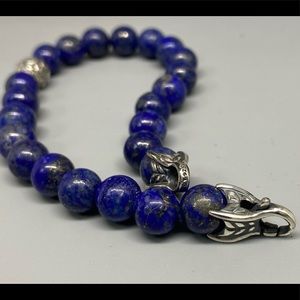 DY Men bracelet Tiger Eye Blue W/ Silver